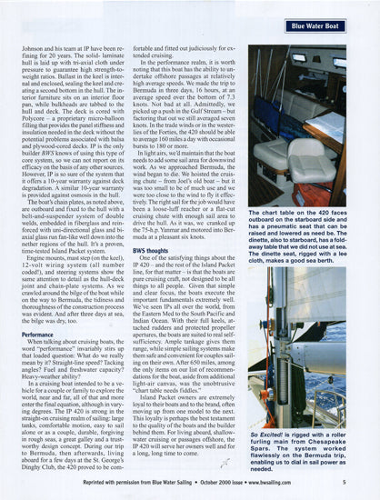 Island Packet 420 Blue Water Sailing Magazine Reprint Brochure