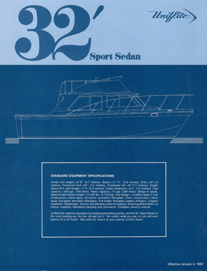 Uniflite 32 Sports Sedan Specification Brochure
