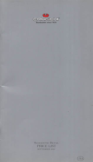 Cranchi 2002 Specification / Price USA Brochure