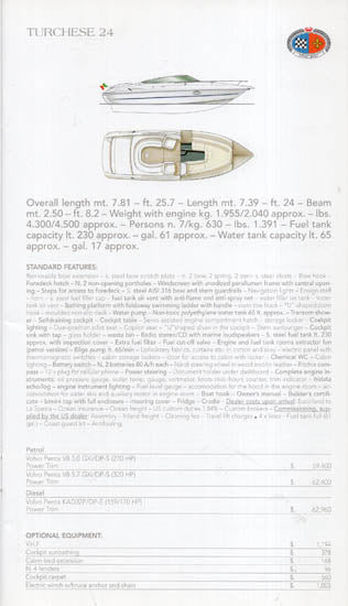 Cranchi 2002 Specification / Price USA Brochure