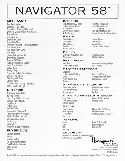 Navigator 58 Specification Brochure