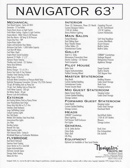 Navigator 63 Specification Brochure
