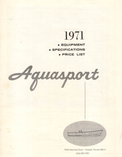 Aquasport 1971 Specification Brochure