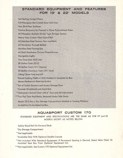 Aquasport 1971 Specification Brochure