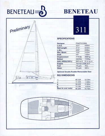 Beneteau 311 Specification Brochure