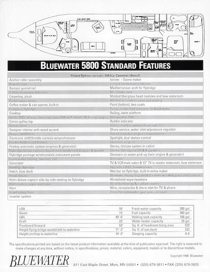 Bluewater 5800 Specification Brochure