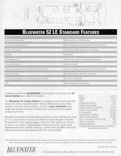 Bluewater 52LE Specification Brochure