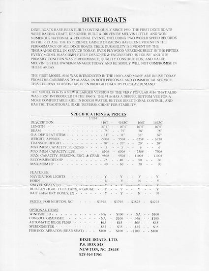 Dixie Boats Brochure