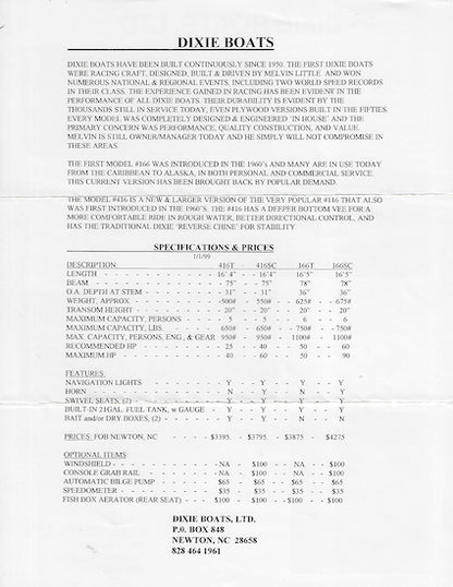 Dixie Boats Brochure