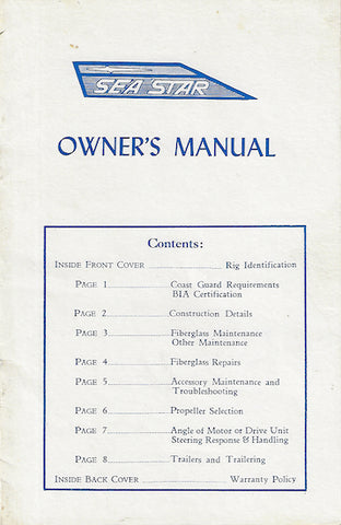 Glastex Sea Star Owner's Manual