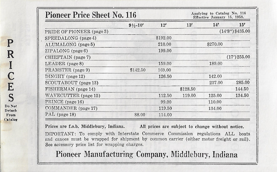 Pioneer 1958 Brochure