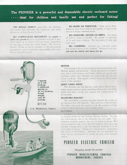 Pioneer Electric Troller Motor Brochure