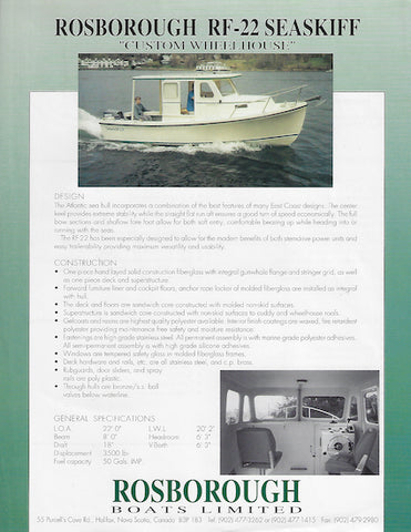 Rosborough RF-22 Seaskiff Custom Wheelhouse Brochure