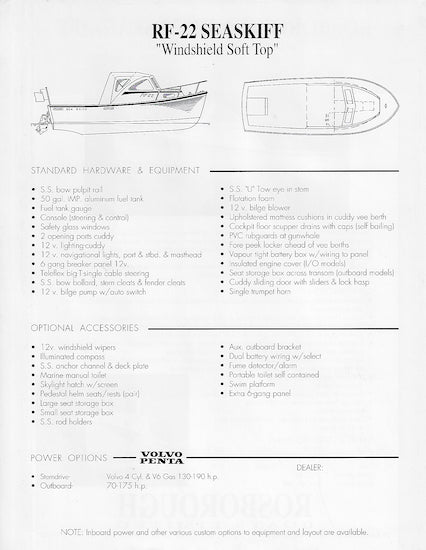Rosborough RF-22 Seaskiff Windshield Softtop Brochure