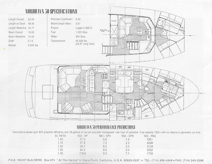 Nordhavn 50 Specification Brochure