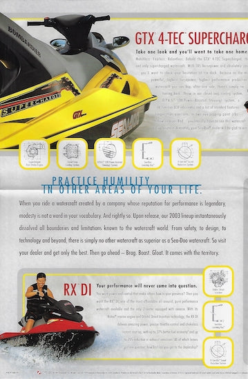 Sea Doo 2003 Mini Poster Brochure