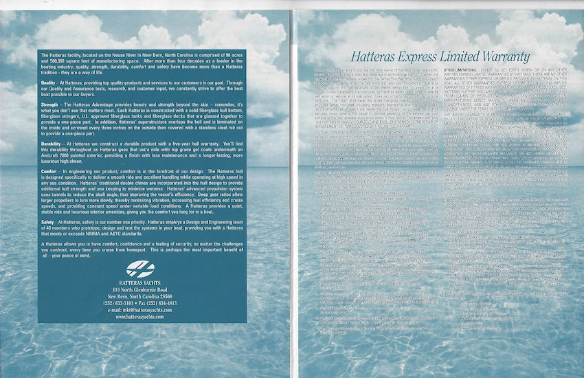 Hatteras 50 Convertible Specification Brochure