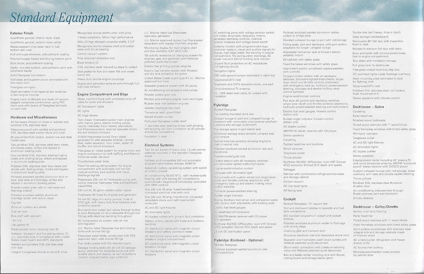 Hatteras 60 Convertible Specification Brochure