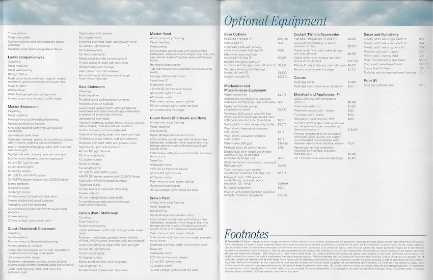 Hatteras 70 Convertible Specification Brochure