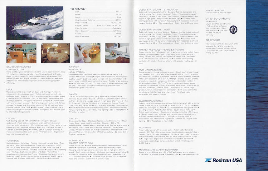 Rodman 435 Cruiser Specification Brochure