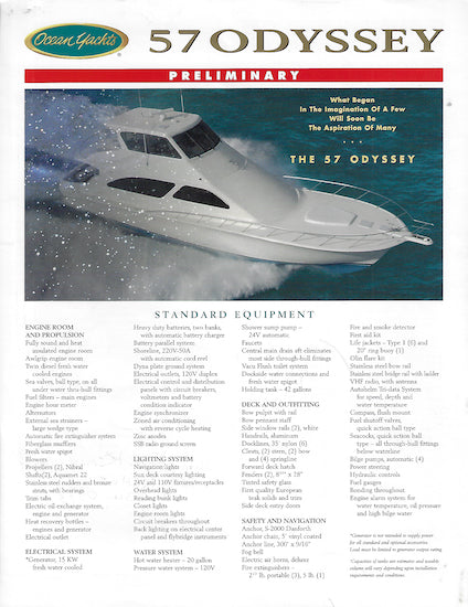 Ocean 57 Odyssey Specification Brochure