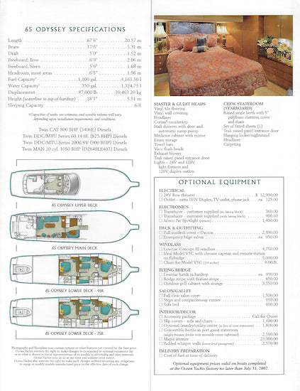 Ocean 65 Odyssey Specification Brochure