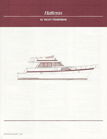 Hatteras 53 Yacht Fisherman Specification Brochure