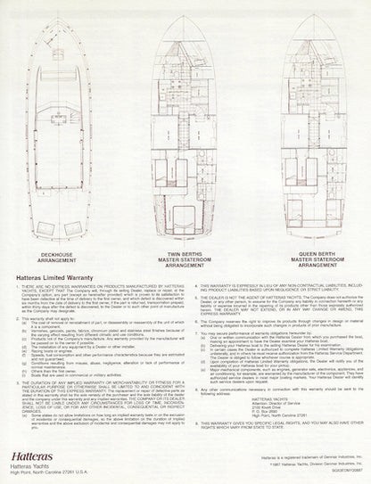 Hatteras 53 Motor Yacht Specification Brochure