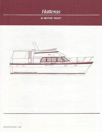 Hatteras 43 Motor Yacht Specification Brochure