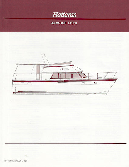 Hatteras 43 Motor Yacht Specification Brochure