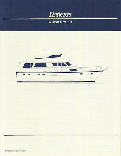 Hatteras 54 Motor Yacht Specification Brochure