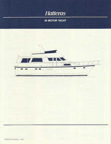 Hatteras 54 Motor Yacht Specification Brochure