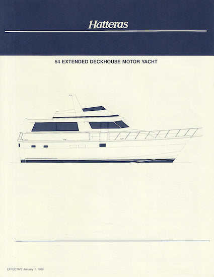 Hatteras 54 Extended Deckhouse Motor Yacht Specification Brochure ...