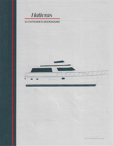 Hatteras 54 Extended Deckhouse Motor Yacht Specification Brochure