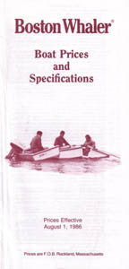 Boston Whaler 1987 Specification & Price List Brochure