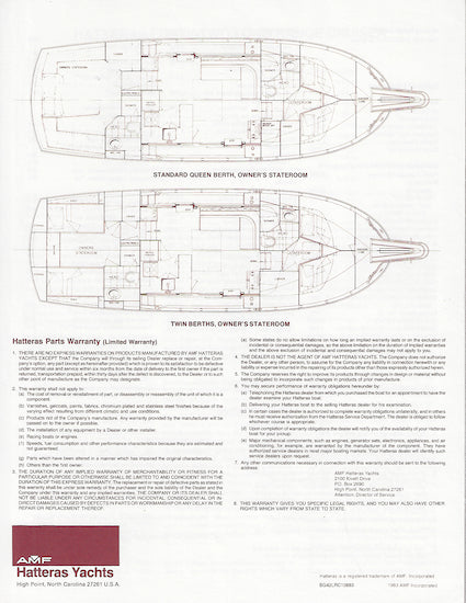 Hatteras 42 Long Range Cruiser Specification Brochure
