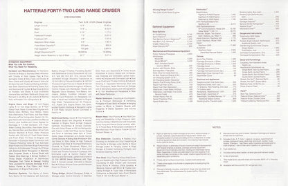 Hatteras 42 Long Range Cruiser Specification Brochure