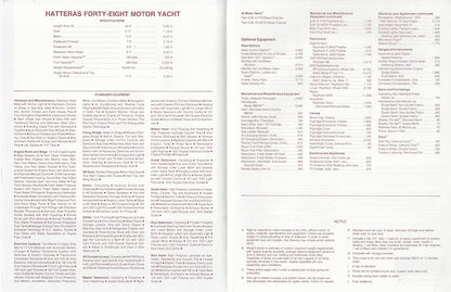 Hatteras 48 Motor Yacht Specification Brochure