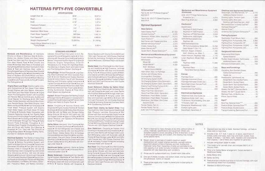 Hatteras 55 Convertible Specification Brochure