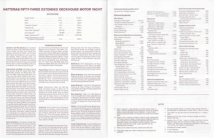 Hatteras 53 Motor Yacht Specification Brochure – SailInfo I