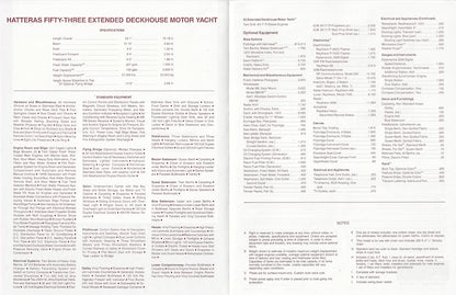 Hatteras 53 Motor Yacht Specification Brochure