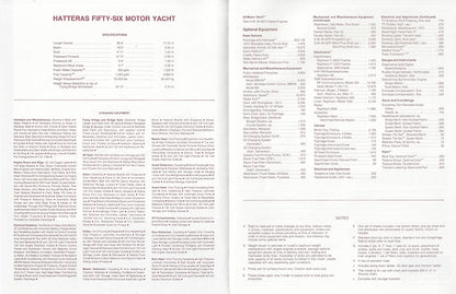 Hatteras 56 Motor Yacht Specification Brochure