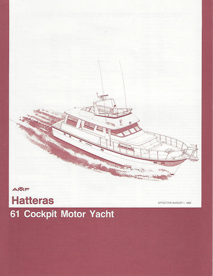 Hatteras 61 Cockpit Motor Yacht Specification Brochure