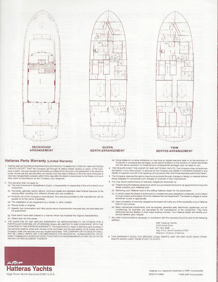 Hatteras 61 Cockpit Motor Yacht Specification Brochure