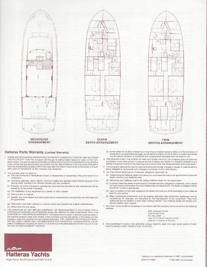 Hatteras 61 Cockpit Motor Yacht Specification Brochure