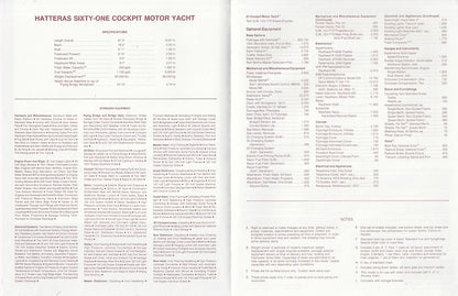 Hatteras 61 Cockpit Motor Yacht Specification Brochure