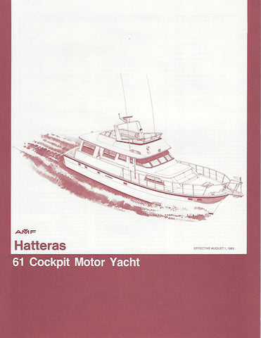 Hatteras 61 Cockpit Motor Yacht Specification Brochure