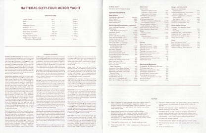 Hatteras 64 Motor Yacht Specification Brochure