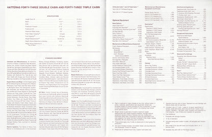 Hatteras 43 Double & Triple Cabin Specification Brochure