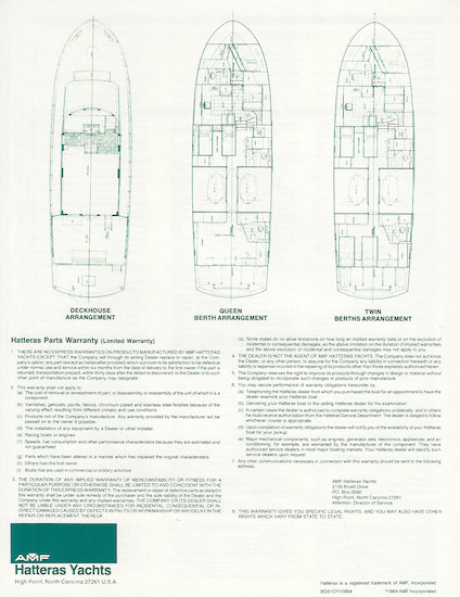 Hatteras 61 Cockpit Motor Yacht Specification Brochure